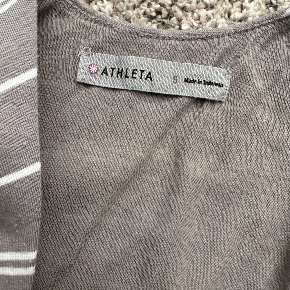 Athleta Women Small Gray and White Striped Midi Dress - Picture 4 of 11
